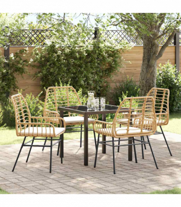 vidaXL Garden Dining Set 5 pcs Brown Poly Rattan