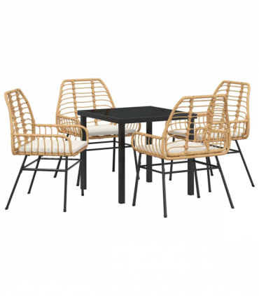 vidaXL Garden Dining Set 5 pcs Brown Poly Rattan