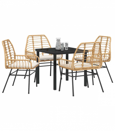 vidaXL Garden Dining Set 5 pcs Brown Poly Rattan