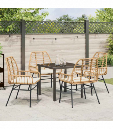 vidaXL Garden Dining Set 5 pcs Brown Poly Rattan