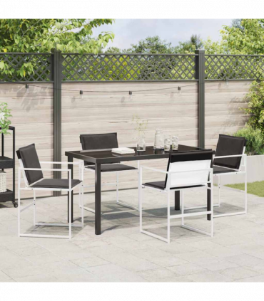 vidaXL Garden Dining Set Folding Manual 5 pcs White 140 x 70 x 73 cm