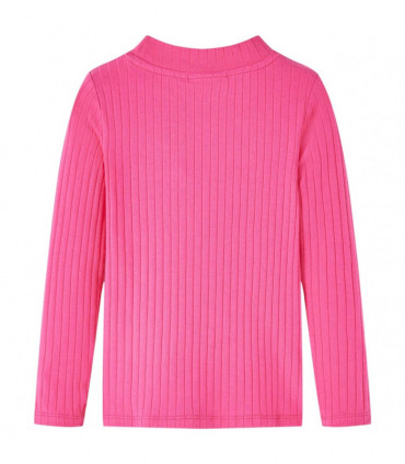 Kids' T-shirt with Long Sleeves Rib-knit Bright Pink 104