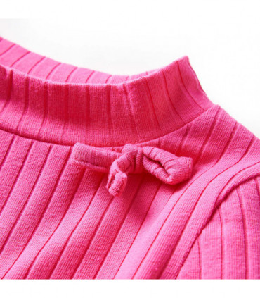 Kids' T-shirt with Long Sleeves Rib-knit Bright Pink 104
