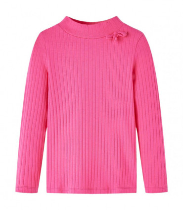 Kids' T-shirt with Long Sleeves Rib-knit Bright Pink 116