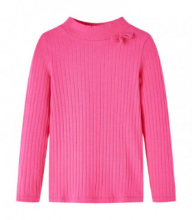 Kids' T-shirt with Long Sleeves Rib-knit Bright Pink 128