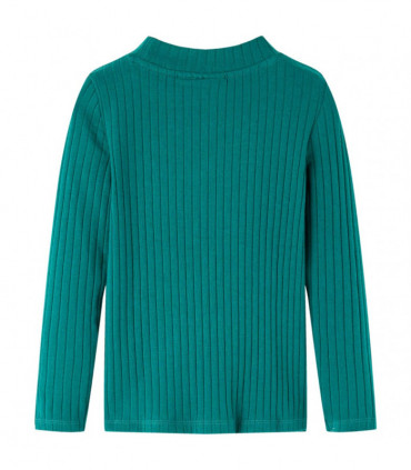 Kids' T-shirt with Long Sleeves Rib-knit Dark Green 116