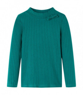 Kids' T-shirt with Long Sleeves Rib-knit Dark Green 128