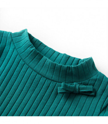 Kids' T-shirt with Long Sleeves Rib-knit Dark Green 128