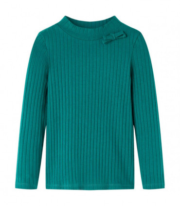 Kids' T-shirt with Long Sleeves Rib-knit Dark Green 140