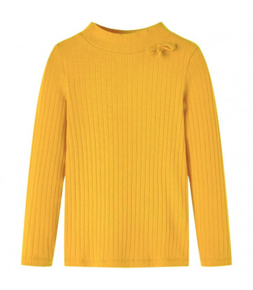 Kids' T-shirt with Long Sleeves Rib-knit Dark Ochre 140