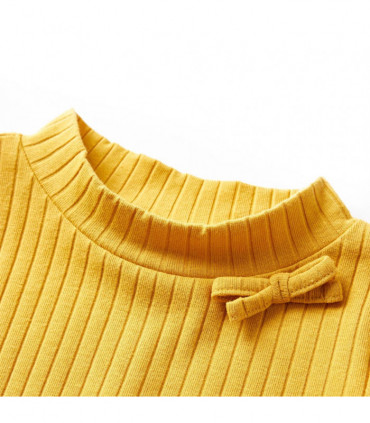 Kids' T-shirt with Long Sleeves Rib-knit Dark Ochre 92