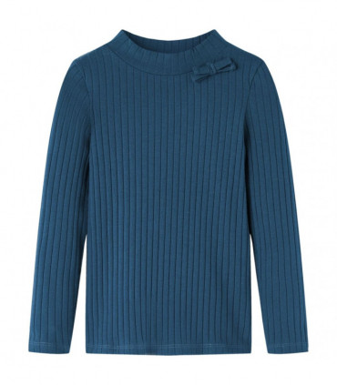 Kids' T-shirt with Long Sleeves Rib-knit Navy Blue 104