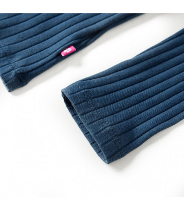 Kids' T-shirt with Long Sleeves Rib-knit Navy Blue 128