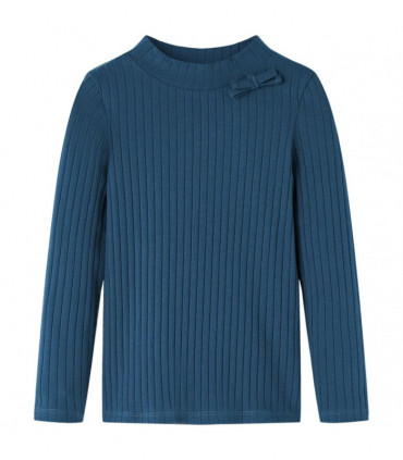 Kids' T-shirt with Long Sleeves Rib-knit Navy Blue 92
