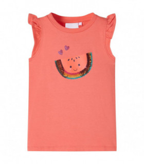 Kids' T-shirt with Ruffle Sleeves Coral 104