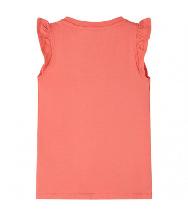Kids' T-shirt with Ruffle Sleeves Coral 104