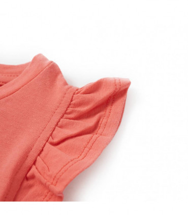 Kids' T-shirt with Ruffle Sleeves Coral 104