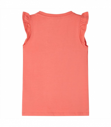 Kids' T-shirt with Ruffle Sleeves Coral 128