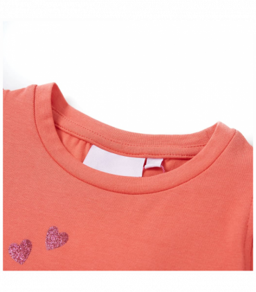 Kids' T-shirt with Ruffle Sleeves Coral 128