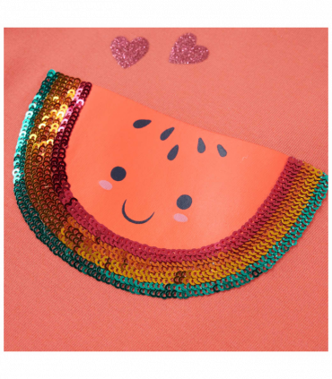 Kids' T-shirt with Ruffle Sleeves Coral 128