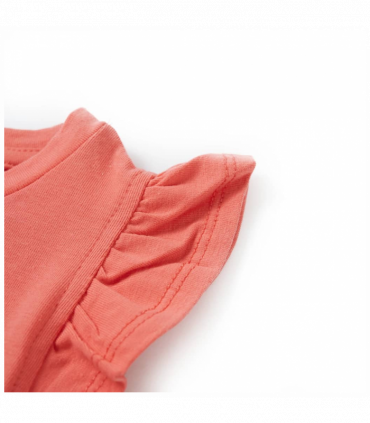 Kids' T-shirt with Ruffle Sleeves Coral 128