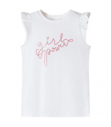 Kids' T-shirt with Ruffle Sleeves Ecru 104