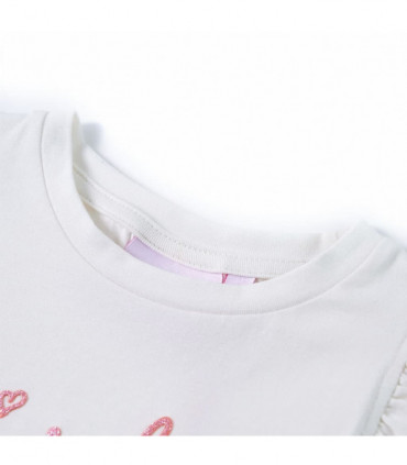 Kids' T-shirt with Ruffle Sleeves Ecru 104