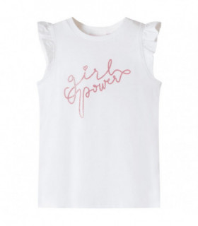 Kids' T-shirt with Ruffle Sleeves Ecru 116