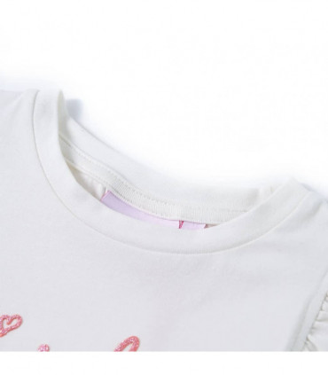 Kids' T-shirt with Ruffle Sleeves Ecru 116