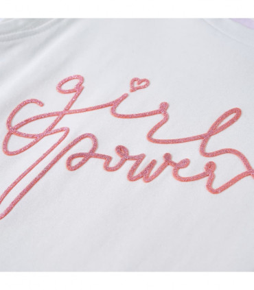 Kids' T-shirt with Ruffle Sleeves Ecru 116