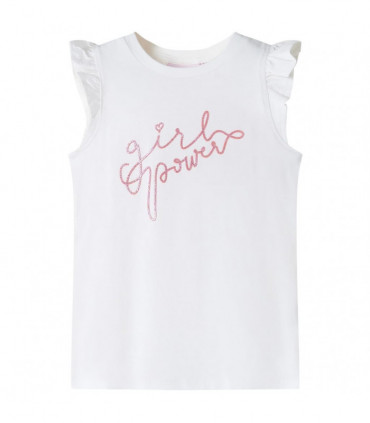 Kids' T-shirt with Ruffle Sleeves Ecru 140