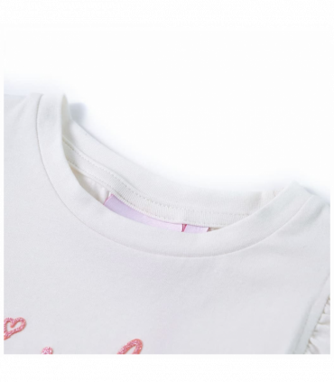 Kids' T-shirt with Ruffle Sleeves Ecru 140
