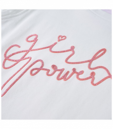 Kids' T-shirt with Ruffle Sleeves Ecru 140