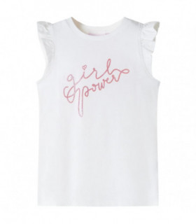 Kids' T-shirt with Ruffle Sleeves Ecru 92