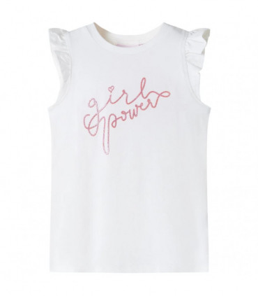 Kids' T-shirt with Ruffle Sleeves Ecru 92