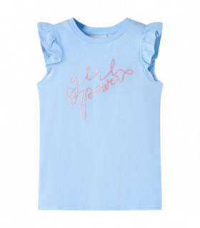 Kids' T-shirt with Ruffle Sleeves Light Blue 104