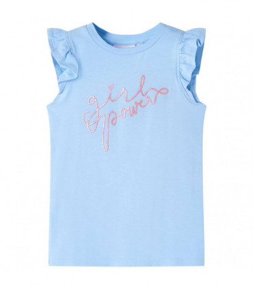 Kids' T-shirt with Ruffle Sleeves Light Blue 104