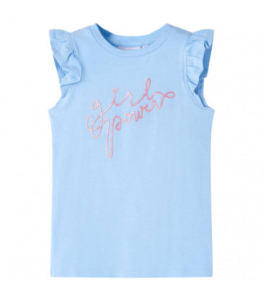 Kids' T-shirt with Ruffle Sleeves Light Blue 116