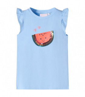 Kids' T-shirt with Ruffle Sleeves Light Blue 116