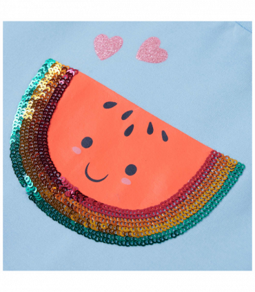 Kids' T-shirt with Ruffle Sleeves Light Blue 116