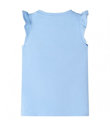 Kids' T-shirt with Ruffle Sleeves Light Blue 128