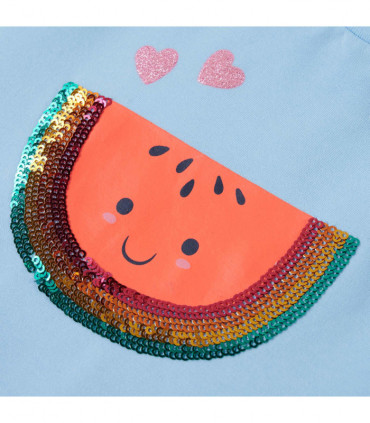 Kids' T-shirt with Ruffle Sleeves Light Blue 128