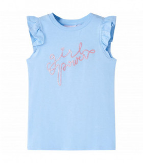 Kids' T-shirt with Ruffle Sleeves Light Blue 92