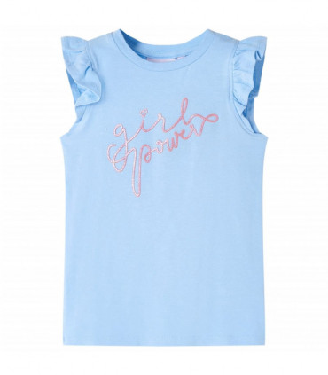 Kids' T-shirt with Ruffle Sleeves Light Blue 92