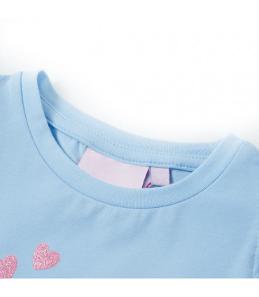 Kids' T-shirt with Ruffle Sleeves Light Blue 92