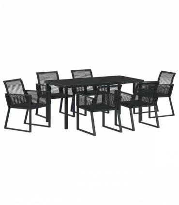 vidaXL Garden Dining Set 7 pcs Black Poly rattan