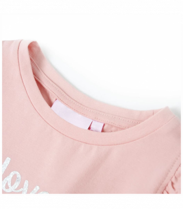 Kids' T-shirt with Ruffle Sleeves Light Pink 128