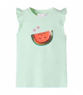 Kids' T-shirt with Ruffle Sleeves Soft Green 104