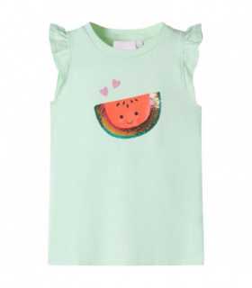 Kids' T-shirt with Ruffle Sleeves Soft Green 116