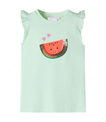 Kids' T-shirt with Ruffle Sleeves Soft Green 116